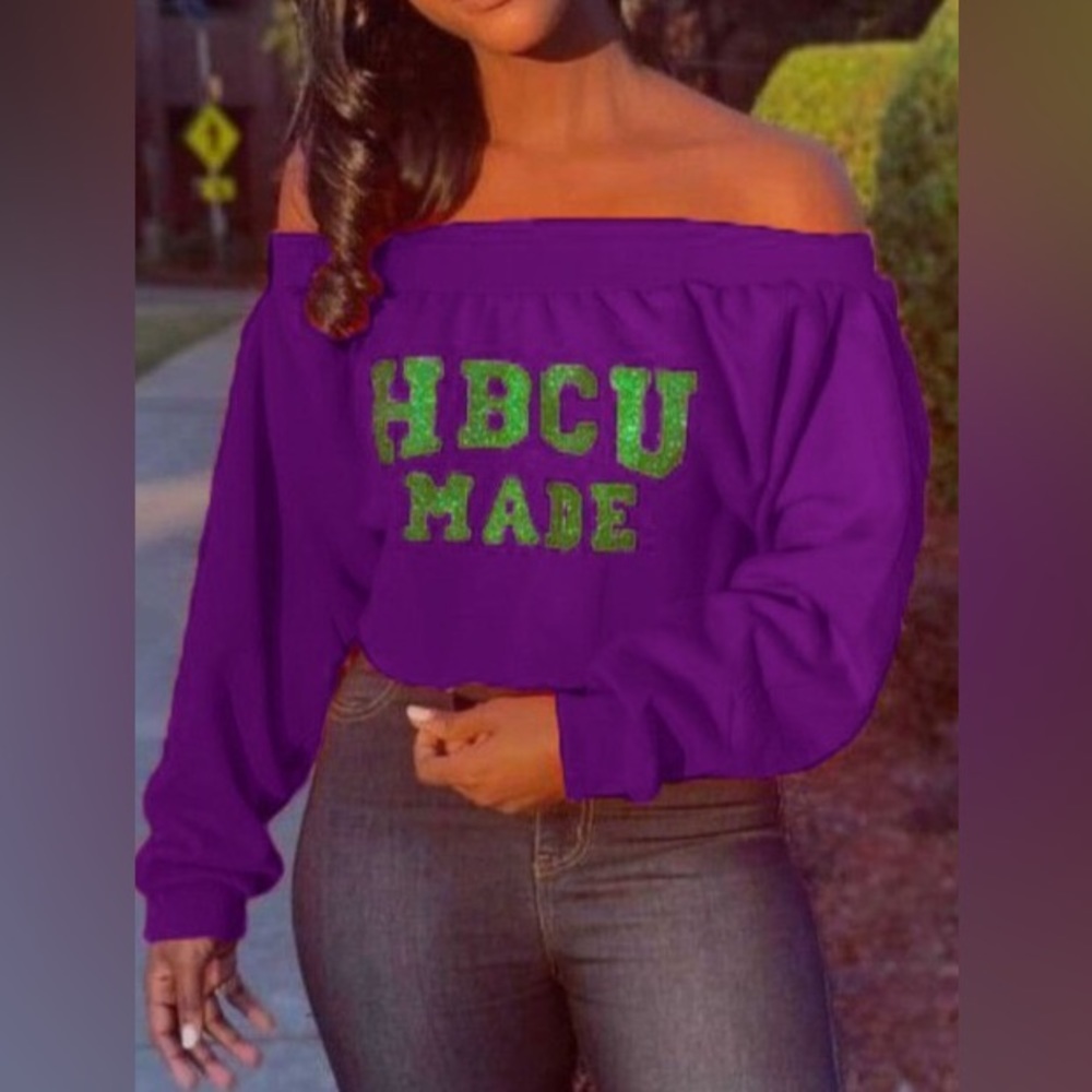 HBCU( Historical Black Colleges & Universities) MADE 2 B Off Shoulder Crop Shirt